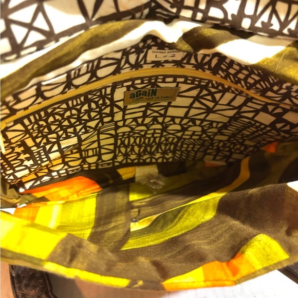 Handmade Multicolor Geometric Patterned Women's Bag with leather strap & trim - Picture 4 of 7